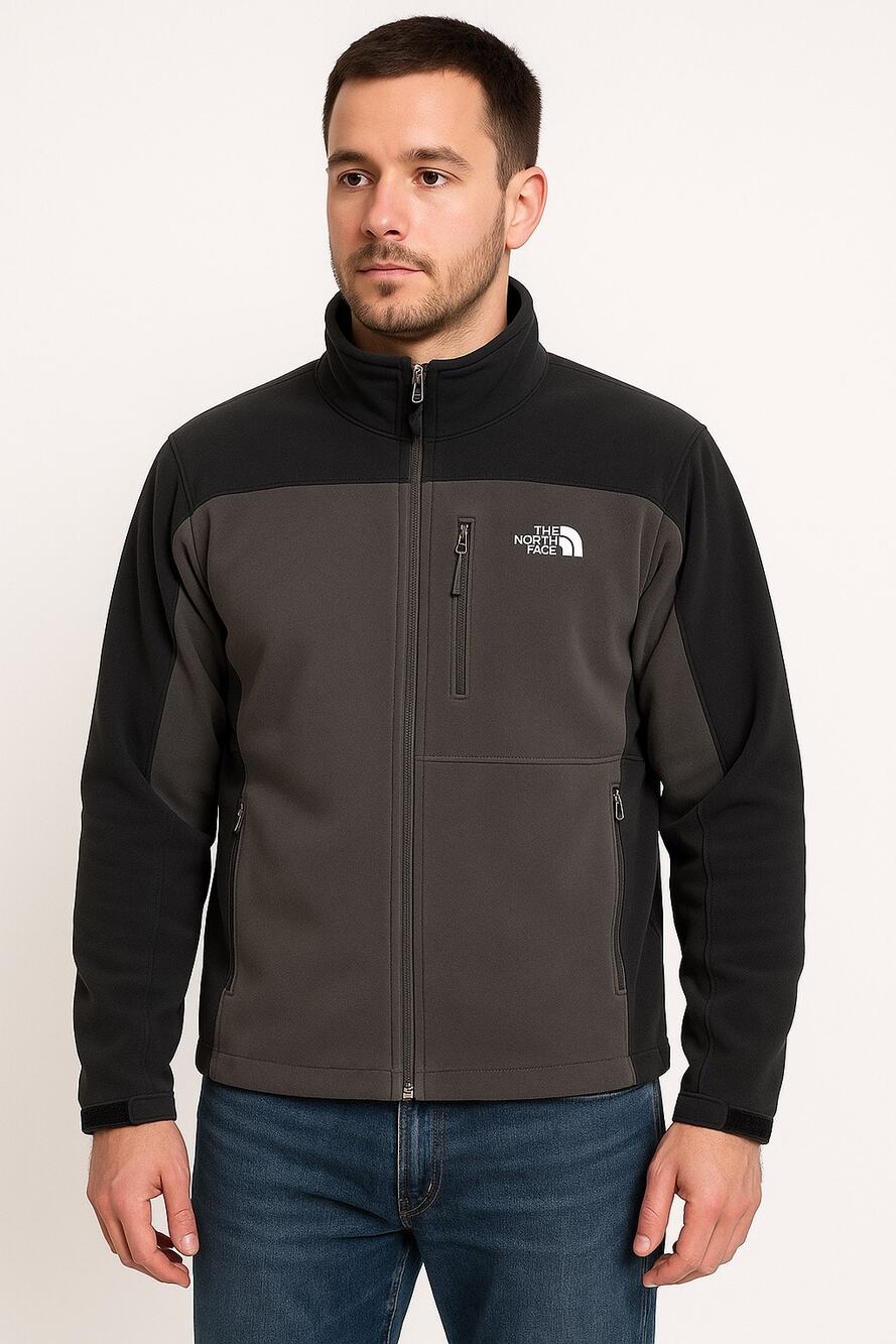 North Face Men’s Softshell Fleece Jacket Gray Black 2010s Size Large